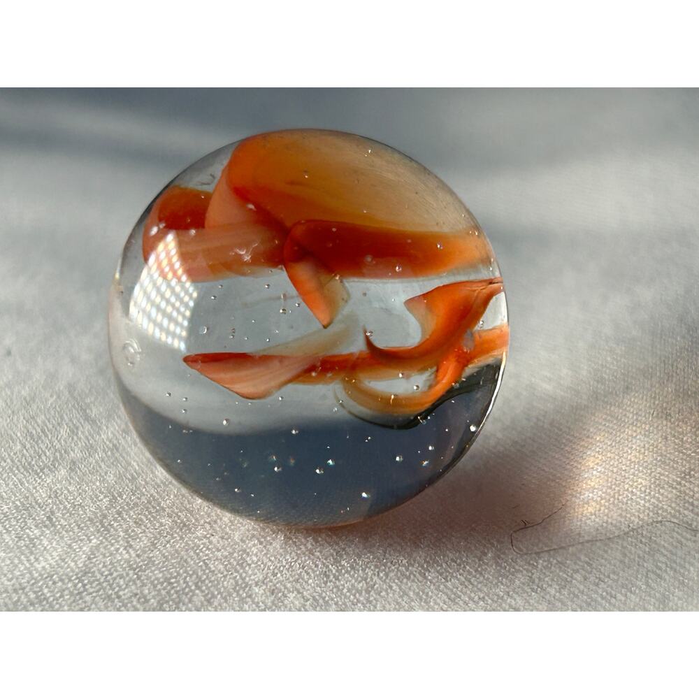 Vintage Orange Ribbon Swirl Marble 1 Inch Shooter Size